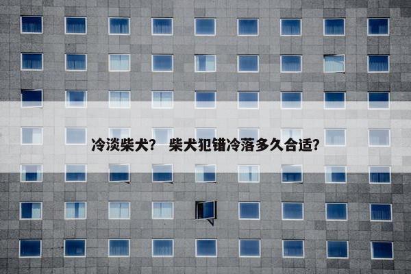 冷淡柴犬？ 柴犬犯错冷落多久合适？