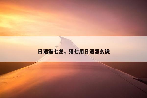 日语猫七龙，猫七用日语怎么说