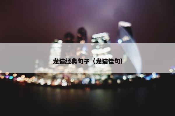 龙猫经典句子（龙猫佳句）
